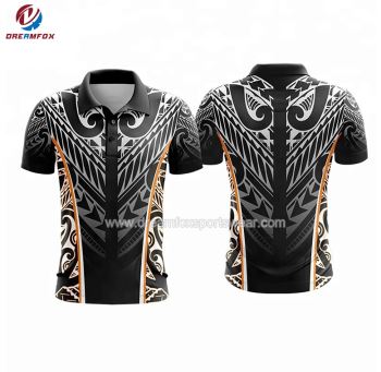 Sublimação Dry fit Austrália Maori Black Polo Shirts Men